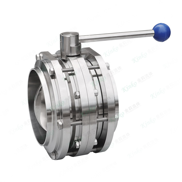 Three-piece butterfly valve