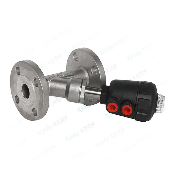 Flange pneumatic angle seat valve