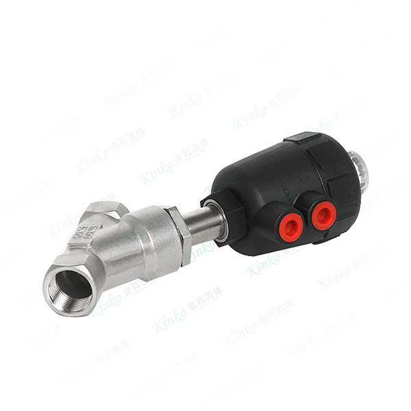 Pneumatic threaded angle seat valve